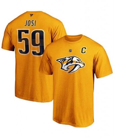 Men's Roman Josi Gold Nashville Predators Authentic Stack Player Name and Number T-shirt $20.05 T-Shirts