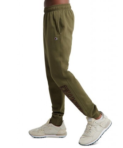 Men's Powerblend Standard-Fit Logo-Print Fleece Joggers Green $23.20 Pants