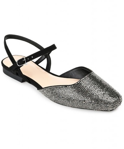 Women's Nysha Rhinestone Flat Black $47.00 Shoes