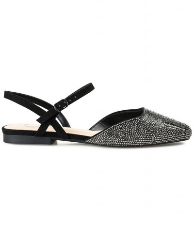 Women's Nysha Rhinestone Flat Black $47.00 Shoes