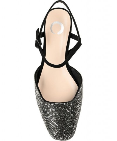 Women's Nysha Rhinestone Flat Black $47.00 Shoes