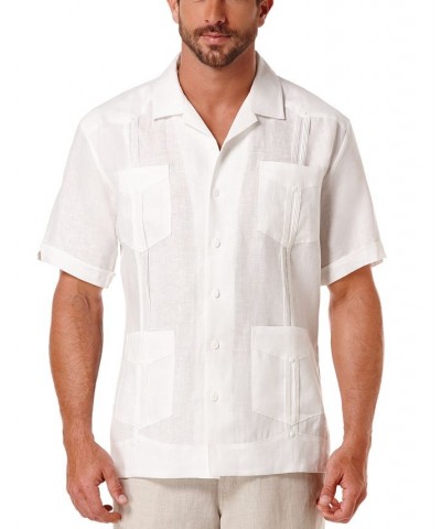 Short-Sleeve 4-Pocket 100% Linen Guayabera Shirt Bright White $30.16 Shirts