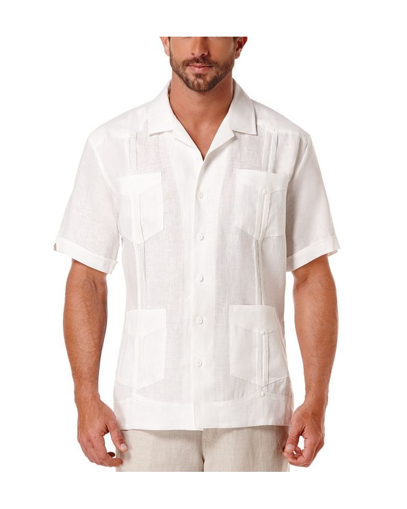 Short-Sleeve 4-Pocket 100% Linen Guayabera Shirt Bright White $30.16 Shirts