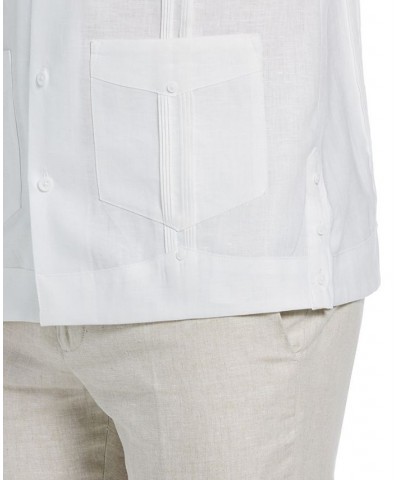 Short-Sleeve 4-Pocket 100% Linen Guayabera Shirt Bright White $30.16 Shirts