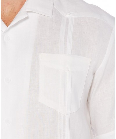 Short-Sleeve 4-Pocket 100% Linen Guayabera Shirt Bright White $30.16 Shirts