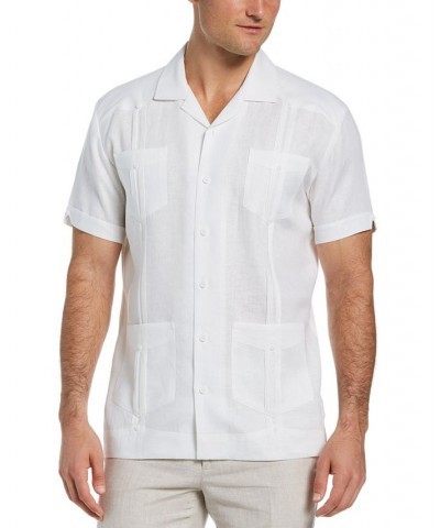 Short-Sleeve 4-Pocket 100% Linen Guayabera Shirt Bright White $30.16 Shirts