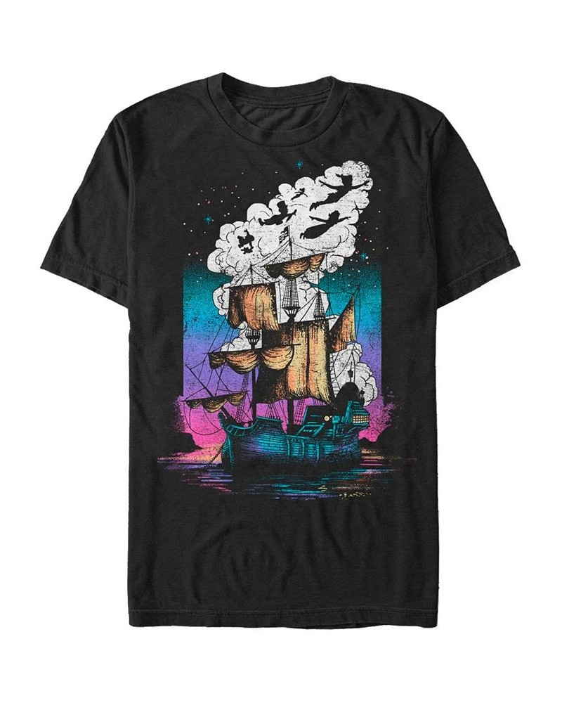 Disney Men's Peter Pan Pirate Ship Flight Neon, Short Sleeve T-Shirt Black $16.45 T-Shirts