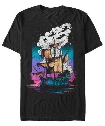 Disney Men's Peter Pan Pirate Ship Flight Neon, Short Sleeve T-Shirt Black $16.45 T-Shirts