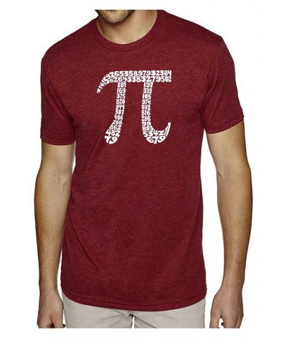 Men's Premium Word Art T-Shirt - 100 Digits of Pi Red $18.00 T-Shirts