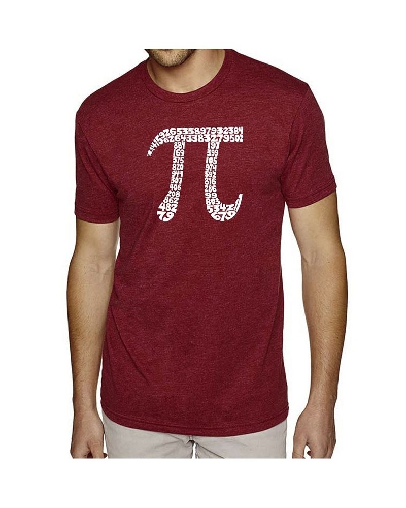 Men's Premium Word Art T-Shirt - 100 Digits of Pi Red $18.00 T-Shirts