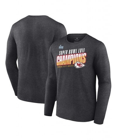 Men's Branded Heather Charcoal Kansas City Chiefs Super Bowl LVII Champions Victory Formation Long Sleeve T-shirt $24.50 T-Sh...