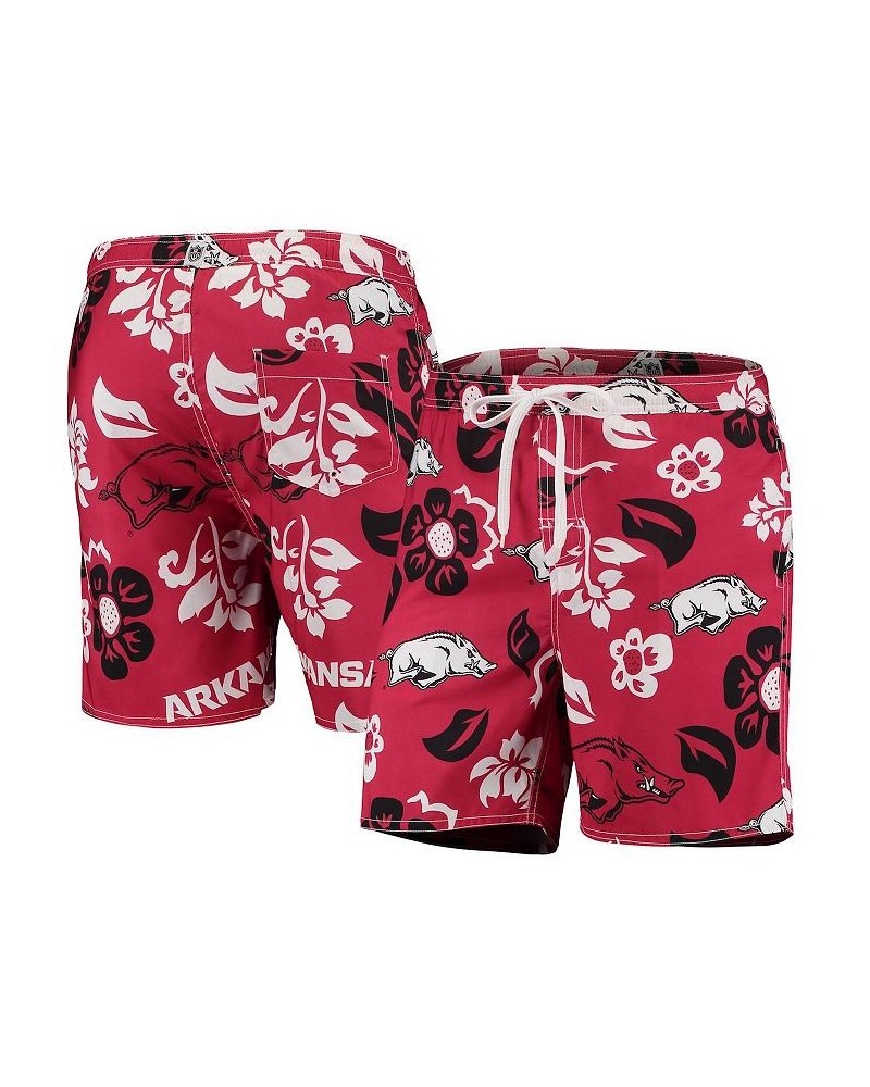 Men's Cardinal Arkansas Razorbacks Floral Volley Logo Swim Trunks $35.00 Swimsuits