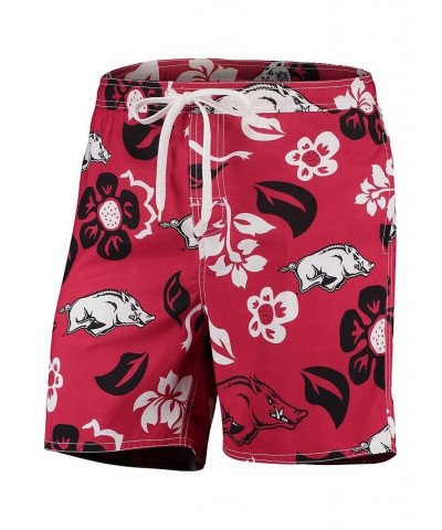 Men's Cardinal Arkansas Razorbacks Floral Volley Logo Swim Trunks $35.00 Swimsuits