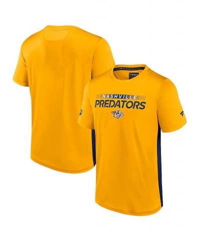 Men's Branded Gold, Navy Nashville Predators Authentic Pro Rink Tech T-Shirt $23.64 T-Shirts