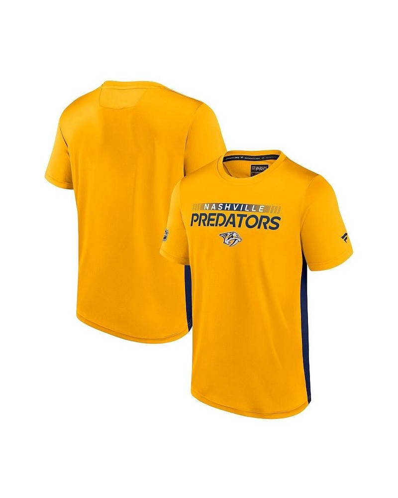 Men's Branded Gold, Navy Nashville Predators Authentic Pro Rink Tech T-Shirt $23.64 T-Shirts