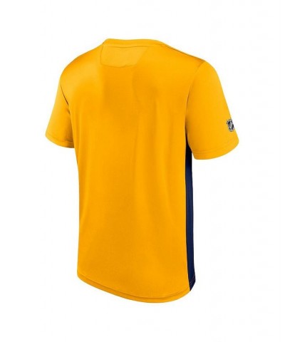 Men's Branded Gold, Navy Nashville Predators Authentic Pro Rink Tech T-Shirt $23.64 T-Shirts