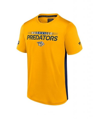 Men's Branded Gold, Navy Nashville Predators Authentic Pro Rink Tech T-Shirt $23.64 T-Shirts