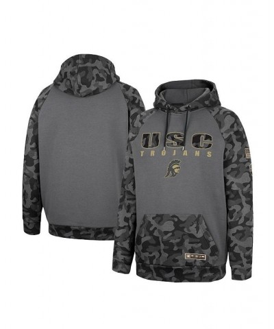 Men's Charcoal USC Trojans OHT Military-Inspired Appreciation Camo Stack Raglan Pullover Hoodie $31.85 Sweatshirt