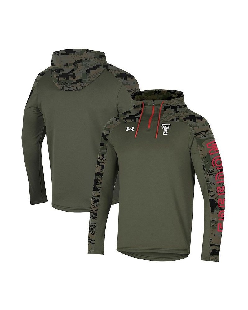 Men's Olive Texas Tech Red Raiders Freedom Quarter-Zip Pullover Hoodie $47.83 Sweatshirt