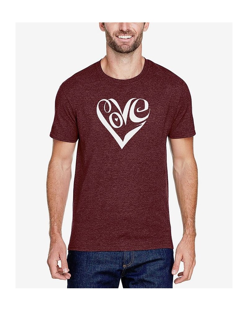 Men's Premium Blend Word Art Script Love Heart T-shirt Red $21.15 T-Shirts