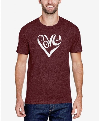 Men's Premium Blend Word Art Script Love Heart T-shirt Red $21.15 T-Shirts