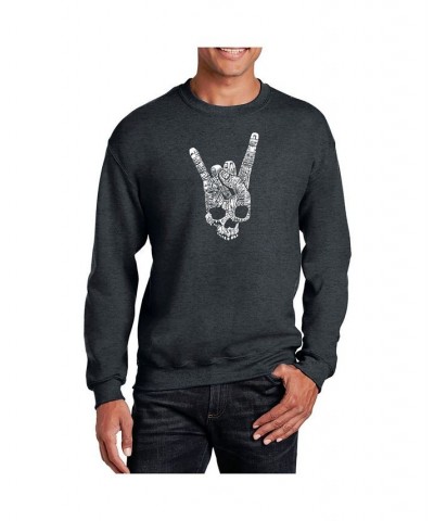 Men's Word Art Heavy Metal Genres Crewneck Sweatshirt Gray $22.00 Sweatshirt