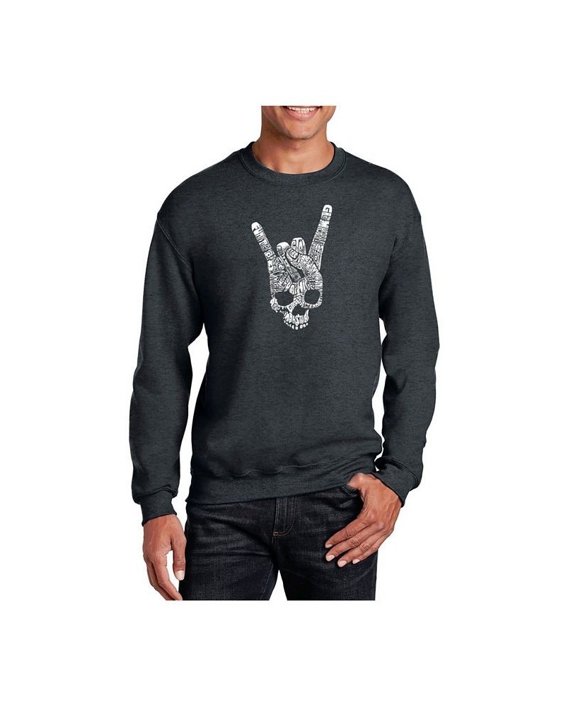 Men's Word Art Heavy Metal Genres Crewneck Sweatshirt Gray $22.00 Sweatshirt