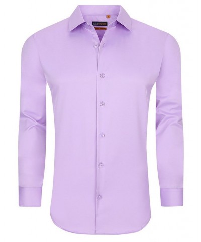 Men's Solid Slim Fit Wrinkle Free Stretch Long Sleeve Button Down Shirt Light Purple $35.39 Dress Shirts