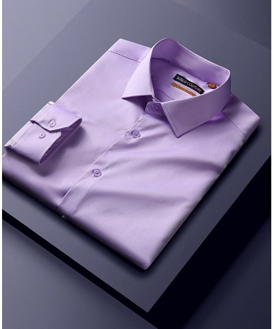 Men's Solid Slim Fit Wrinkle Free Stretch Long Sleeve Button Down Shirt Light Purple $35.39 Dress Shirts