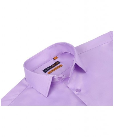 Men's Solid Slim Fit Wrinkle Free Stretch Long Sleeve Button Down Shirt Light Purple $35.39 Dress Shirts