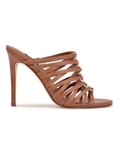 Women's Must Heeled Slide Strappy Dress Sandals Brown $46.87 Shoes