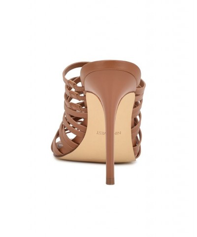 Women's Must Heeled Slide Strappy Dress Sandals Brown $46.87 Shoes