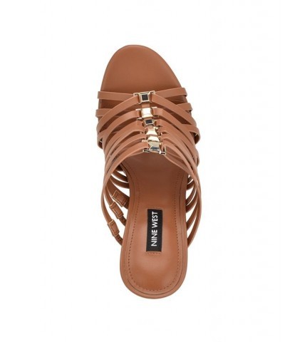 Women's Must Heeled Slide Strappy Dress Sandals Brown $46.87 Shoes