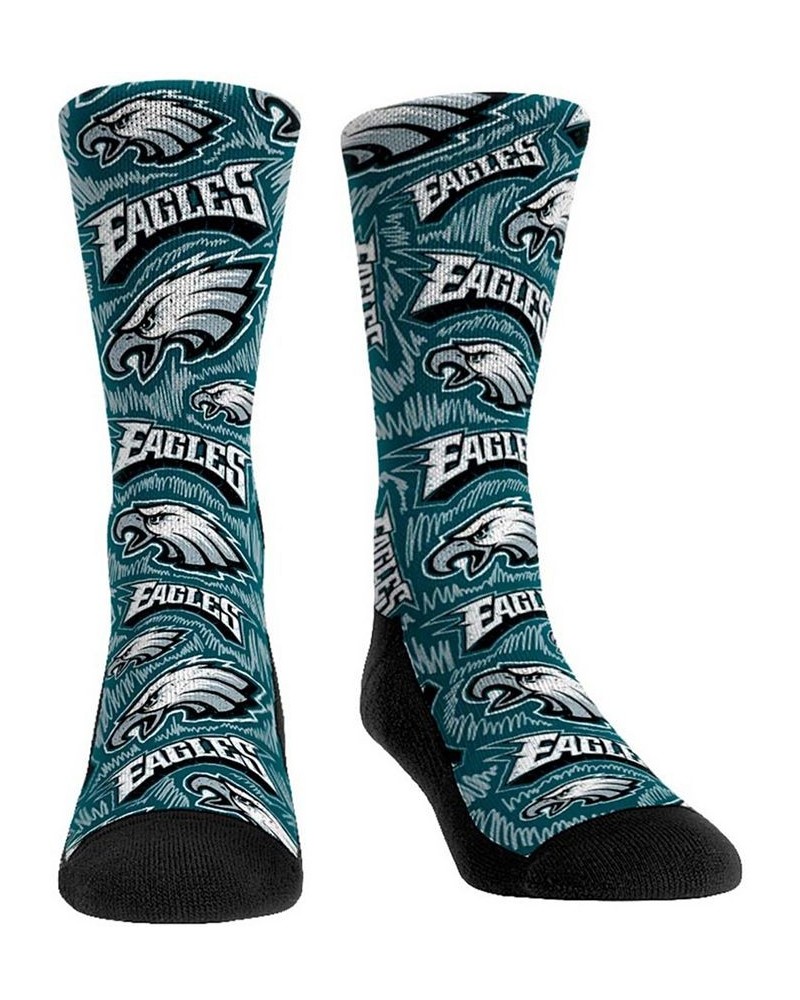 Men's Philadelphia Eagles Logo Sketch Multi Crew Socks $11.75 Socks