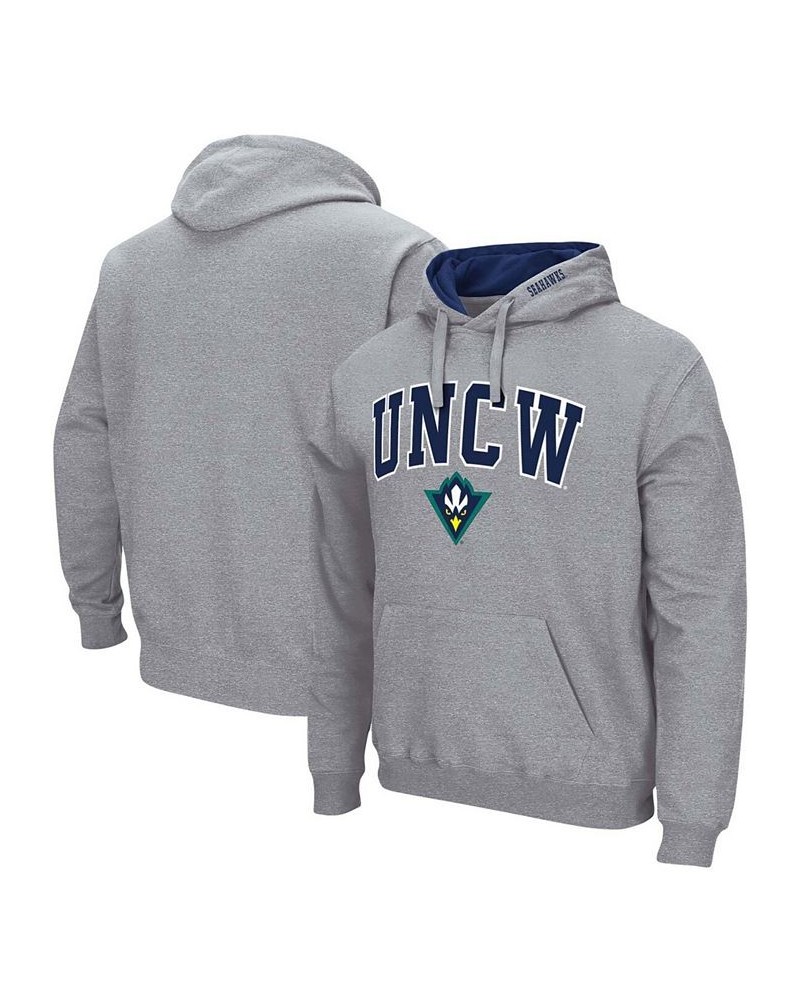 Men's Heather Gray UNC Wilmington Seahawks Arch and Logo Pullover Hoodie $28.04 Sweatshirt