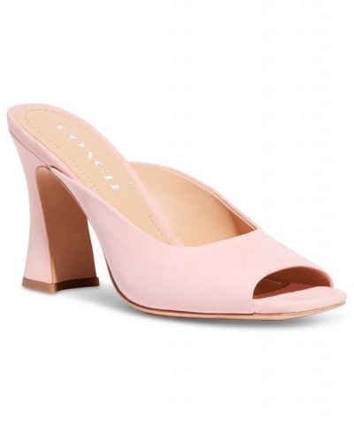 Laurence High Heel Dress Mule Sandals Pink $82.25 Shoes