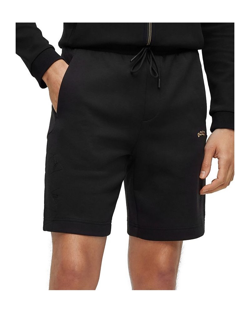 BOSS Men's Stretch-Jersey Regular-Fit Grid Embroidery Shorts Black $42.78 Shorts