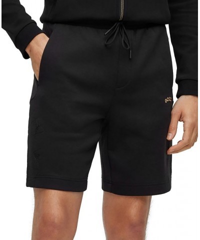 BOSS Men's Stretch-Jersey Regular-Fit Grid Embroidery Shorts Black $42.78 Shorts