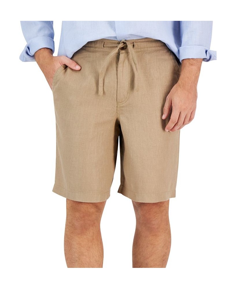 Men's 100% Linen Drawstring Shorts PD04 $14.08 Shorts