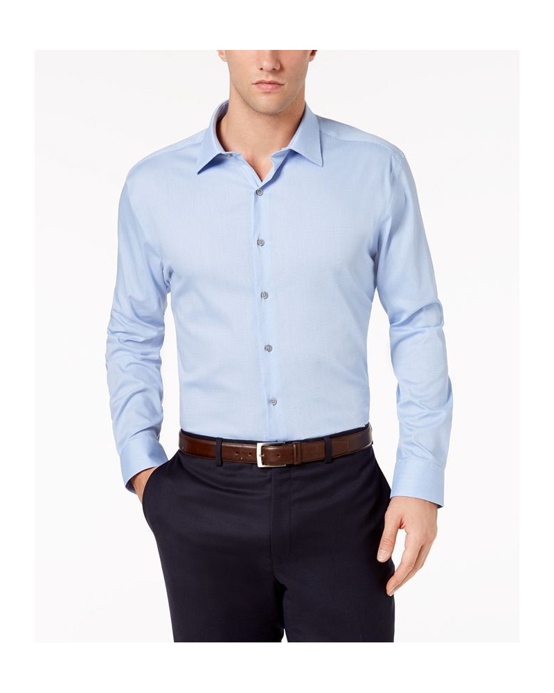 Alfani Men's Athletic Fit Performance Stretch Step Twill Textured Dress Shirt Blue $20.40 Dress Shirts