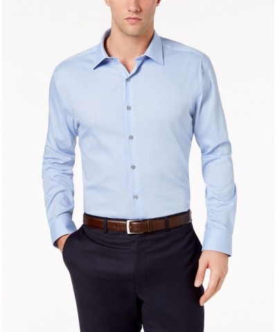 Alfani Men's Athletic Fit Performance Stretch Step Twill Textured Dress Shirt Blue $20.40 Dress Shirts