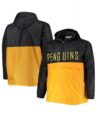 Men's Black Pittsburgh Penguins Big and Tall Anorak Half-Zip Pullover Hoodie $36.75 Jackets