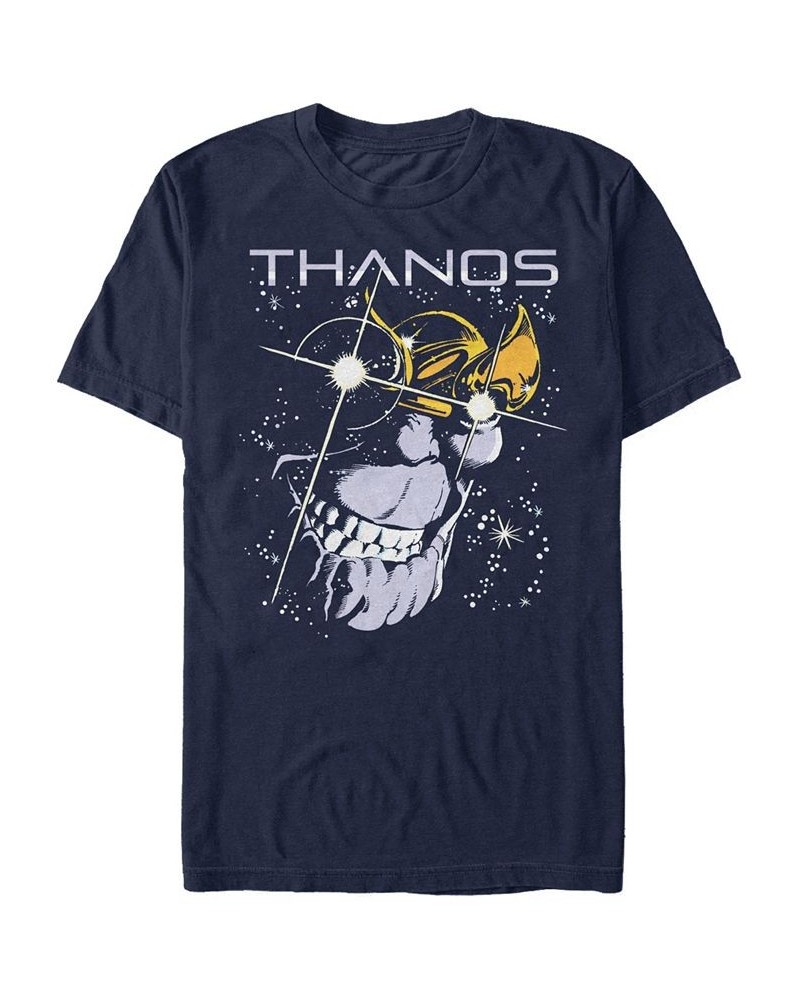 Marvel Men's Comic Collection Thanos Grin in Stars Short Sleeve T-Shirt Blue $18.89 T-Shirts