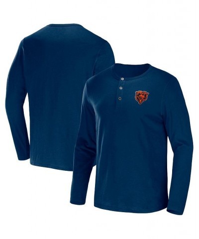 Men's NFL x Darius Rucker Collection by Navy Chicago Bears Slub Jersey Henley Long Sleeve T-shirt $23.04 T-Shirts