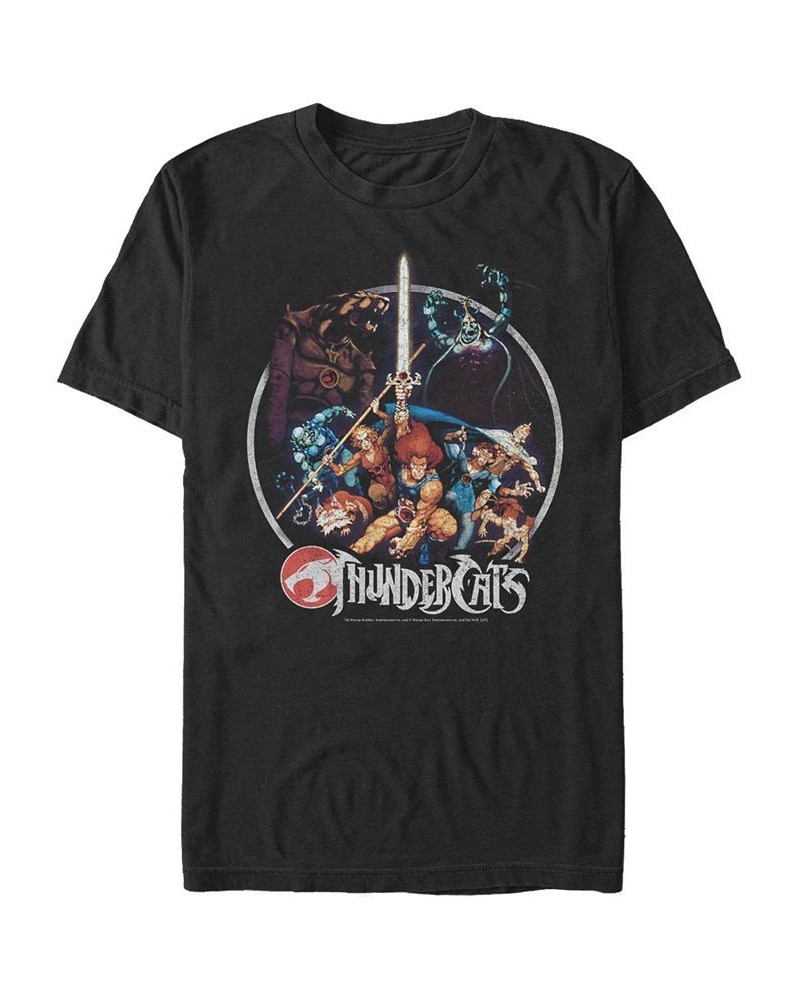 Men's Thundercats Thundercats Vintage-Inspired Circle Poster Short Sleeve T-shirt Black $16.45 T-Shirts