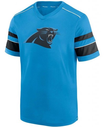 Men's Christian McCaffrey Blue Carolina Panthers Hashmark Name and Number V-Neck T-shirt $19.27 T-Shirts