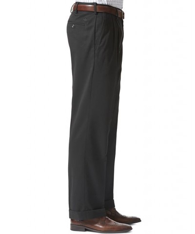 Men's Comfort Relaxed Pleated Cuffed Fit Khaki Stretch Pants Black $33.59 Pants