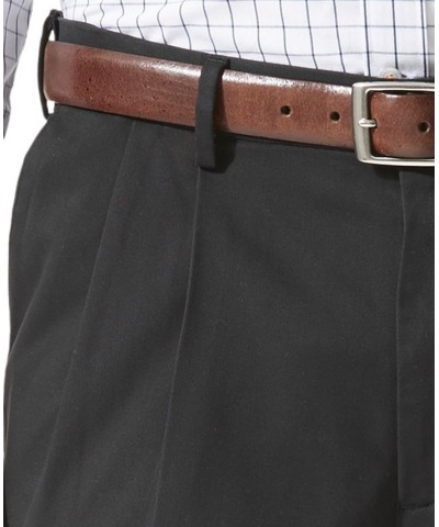 Men's Comfort Relaxed Pleated Cuffed Fit Khaki Stretch Pants Black $33.59 Pants