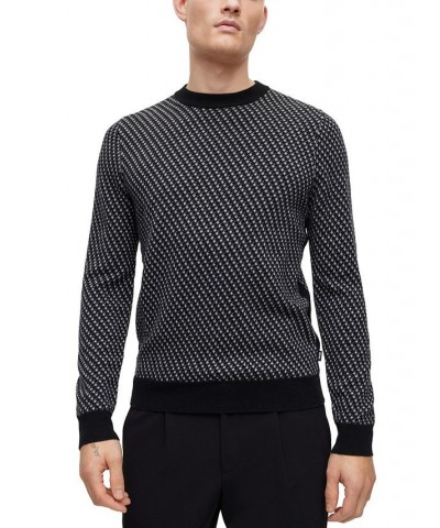 BOSS Men's Jacquard-Pattern Regular-Fit Wool Sweater Black $69.76 Sweaters