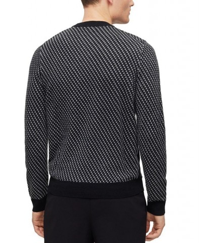 BOSS Men's Jacquard-Pattern Regular-Fit Wool Sweater Black $69.76 Sweaters